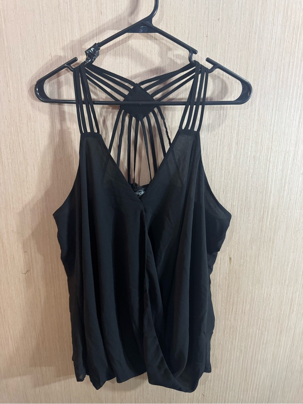 Tempted Black Strappy Back V-Neck Camisole Blouse Size 2X